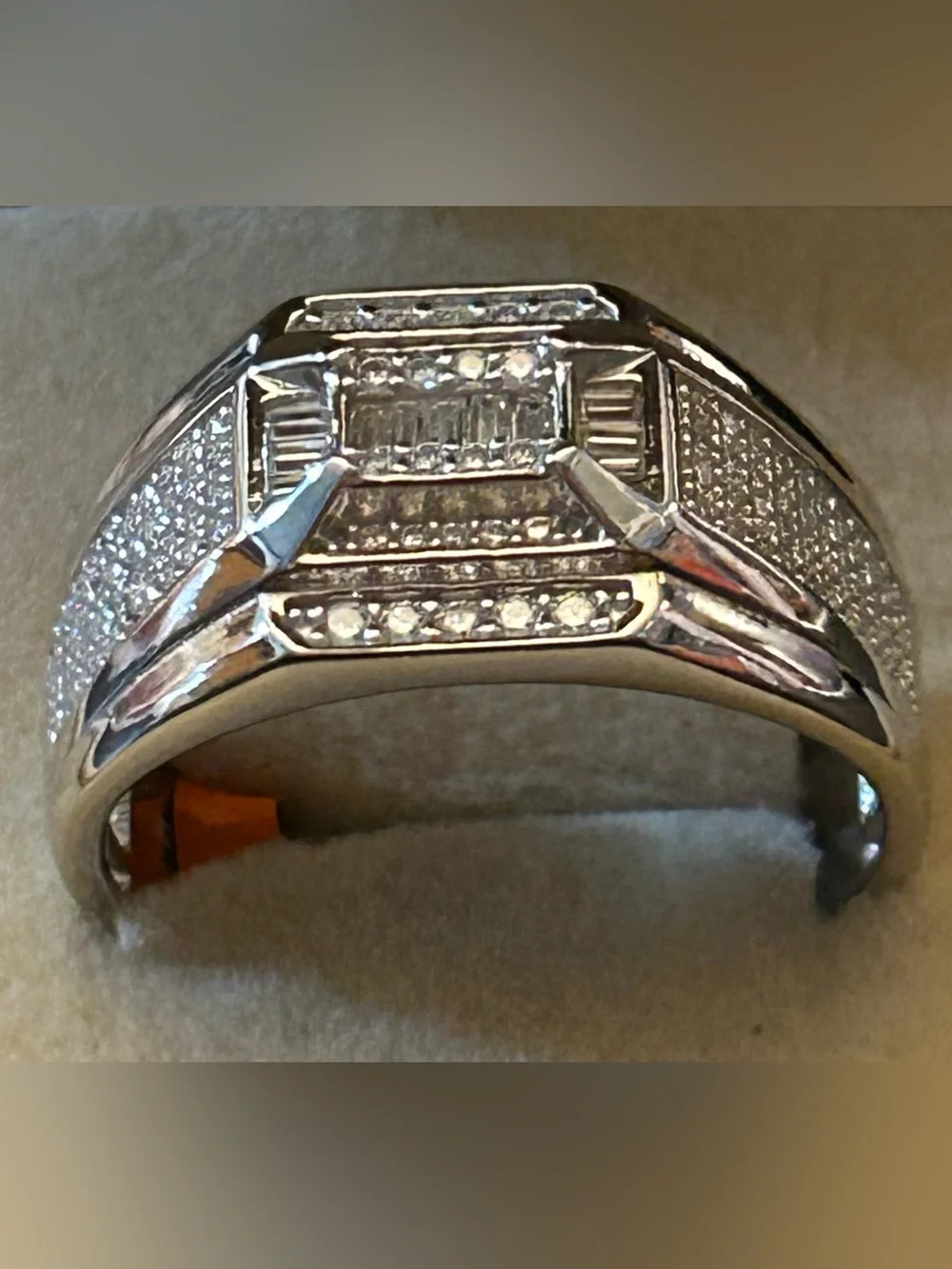 Men’s 5.60CTW Moissanite Multi-Row Multi-Cuts Statement Ring 925 Sterling Silver